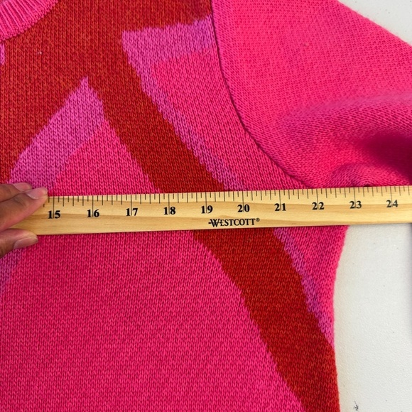 11 Honoré  Elegant Pink Red Abstract Long Cozy Knit Long Sleeve Dress - Picture 11 of 16